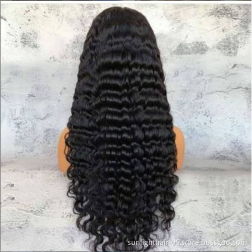 Wholesale long Virgin Hair Wig 150% Natural Virgin Brazilian Deep Wave Human Hair Full Cuticle Aligned Peruvian Lace Front Wig